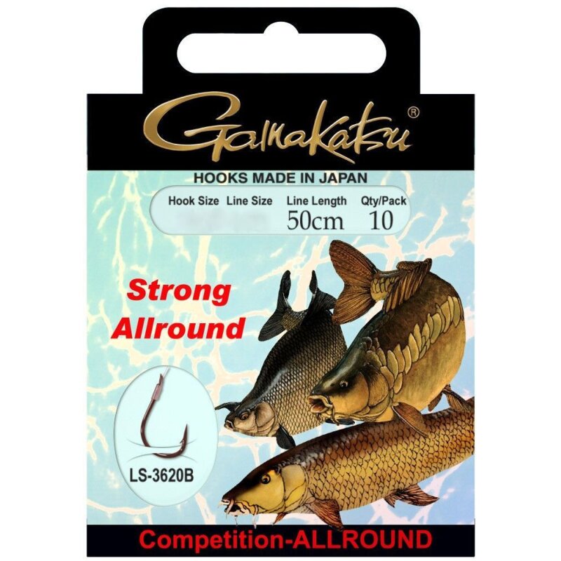 GAMAKATSU Hook Competition Allround Strong 3620B Gr.14 50cm 0,20mm...