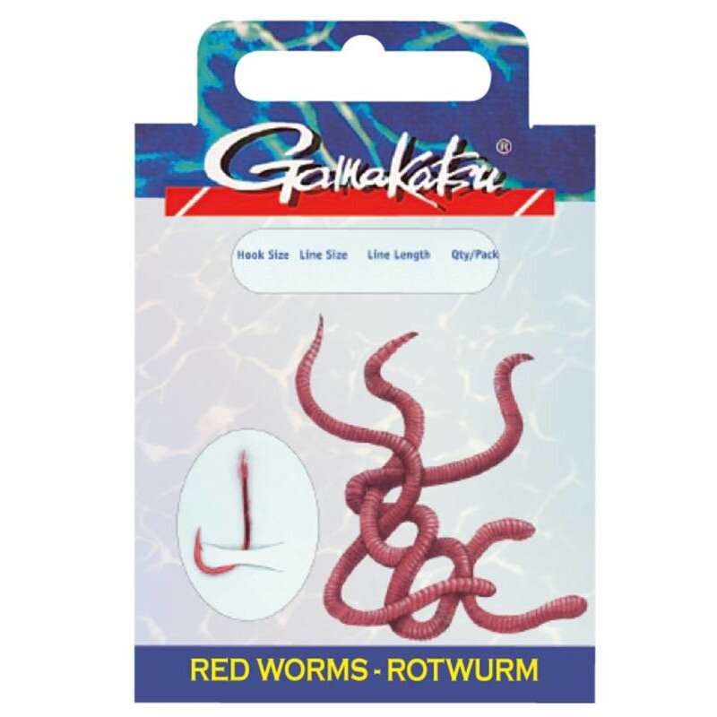 GAMAKATSU Hook BKD-5260 Red Worm 75cm Gr.8 0,20mm Rot 10Stk. (4,80 € pro 1 m)