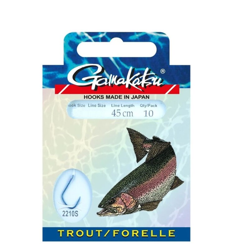 GAMAKATSU Hook LS-2210 Forelle 45cm Gr.10 0,16mm Blau 10Stk.