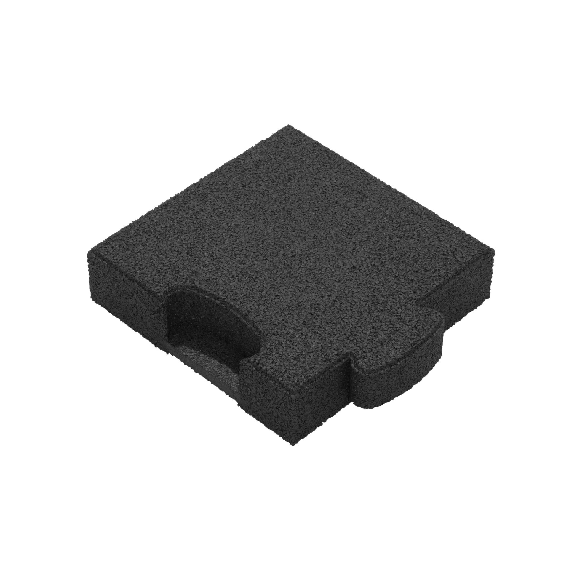 Gum-tech Eckstück "Gerade" für Fallschutzplatten, 25x25 cm, Schwarz, 6 cm von Gum-Tech