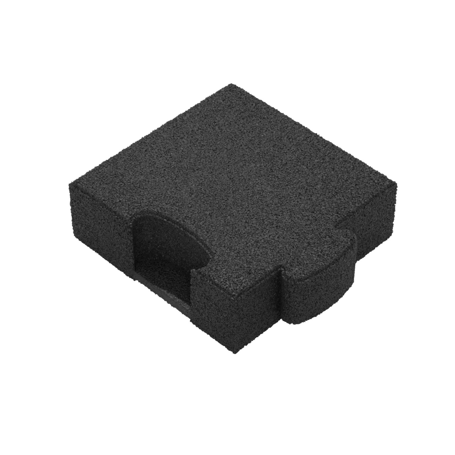 Gum-tech Eckstück "Gerade" für Fallschutzplatten, 25x25 cm, Schwarz, 8 cm von Gum-Tech
