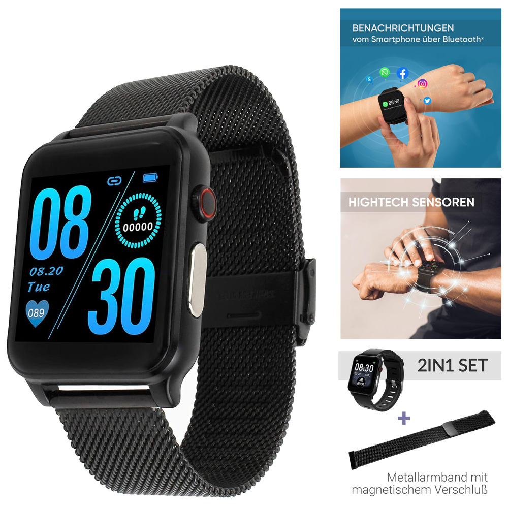 HEYRO Wearable Fitnessuhr FIT 21, Bluetooth Smartwatch Pulsmesser