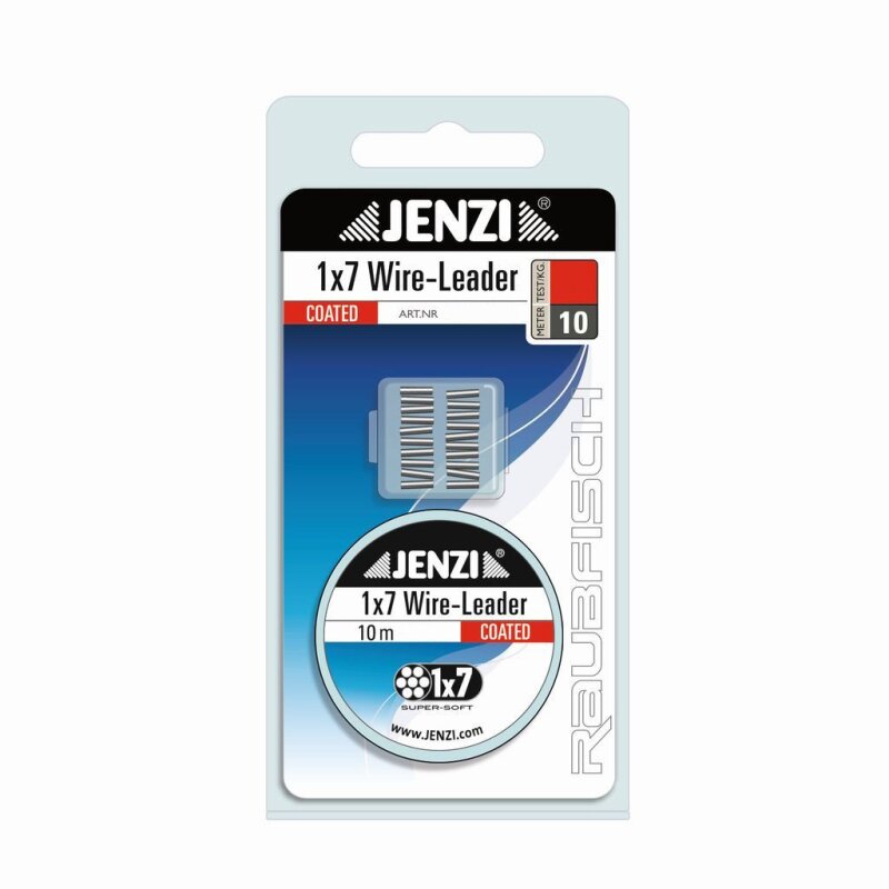 JENZI 1x7 Stahlvorfach Spule inkl. Quetschhülsen 7kg 10m... (0,33 € pro 1 m)