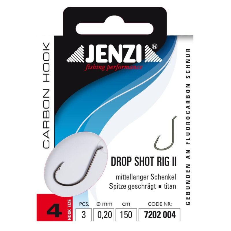 JENZI Drop Shot Rig II Fluorocarbon Gr.4 150cm 0,2mm Titan 3Stk. JENZI Drop Shot Rig II Fluorocarbon Gr.4 150cm 0,2mm Titan 3Stk.