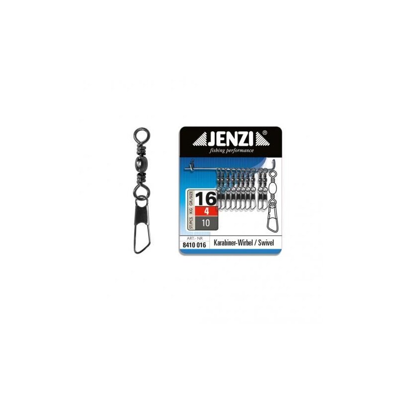 JENZI Karabiner-Wirbel Gr.16 4kg Black Nickel 10Stk. JENZI Karabiner-Wirbel Gr.16 4kg Black Nickel 10Stk.