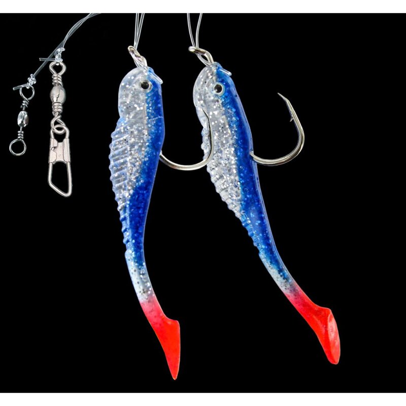 DEGA Meeresvorfach Gummifisch 2 Arme Gr.4/0 0,6mm Blue Glitter DEGA Meeresvorfach Gummifisch 2 Arme Gr.4/0 0,6mm Blue Glitter