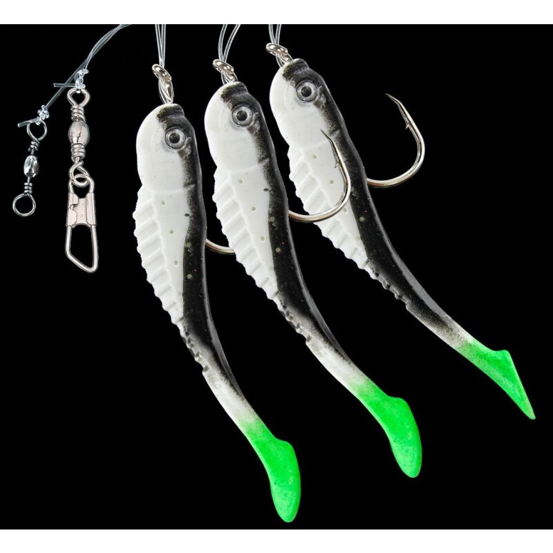 DEGA Meeresvorfach Gummifisch 3 Arme Gr.7/0 0,8mm White/Green DEGA Meeresvorfach Gummifisch 3 Arme Gr.7/0 0,8mm White/Green