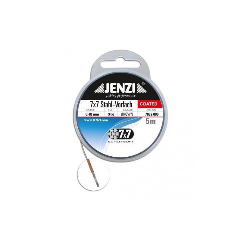 JENZI Stahlvorfach 7x7 0,48mm 9kg 5m Braun JENZI Stahlvorfach 7x7 0,48mm 9kg 5m Braun