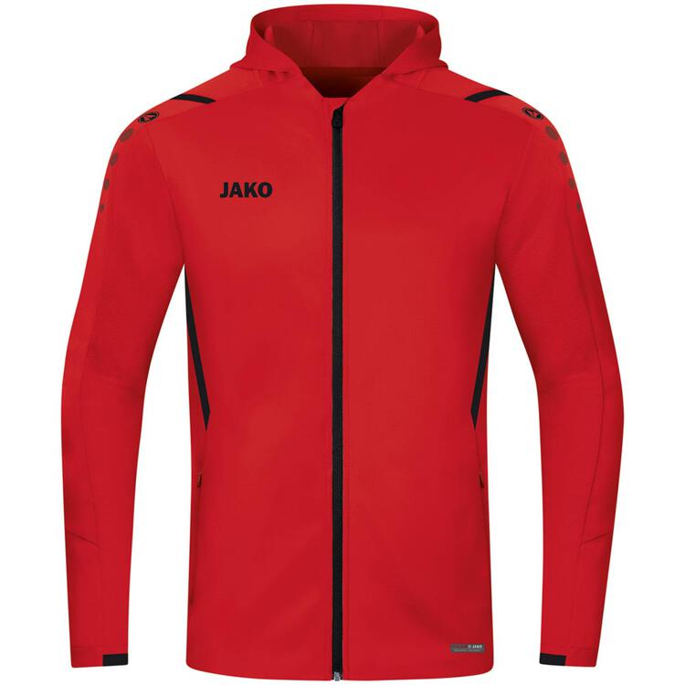 Jako Trainingsjacke Challenge mit Kapuze 6821 rot/schwarz Gr. 40