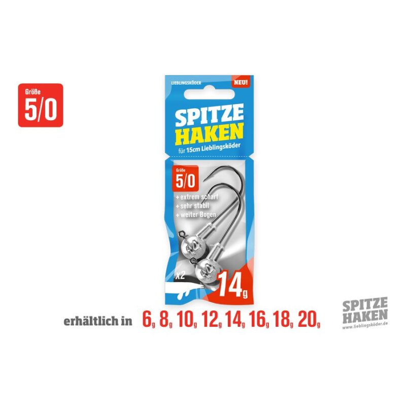 LIEBLINGSKÖDER Spitze Haken Gr.5/0 20g 2Stk. LIEBLINGSKÖDER Spitze Haken Gr.5/0 20g 2Stk.