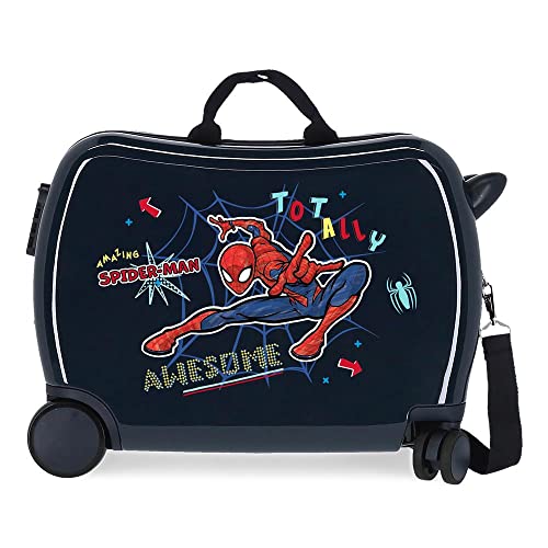 Marvel Spiderman Totally awesome Kinderkoffer Blau 50 x 39 x 20 cm Starres ABS Seitliches Zahlenschloss 34 L 1,8 kg 4 Rollen Handgepäck von Marvel