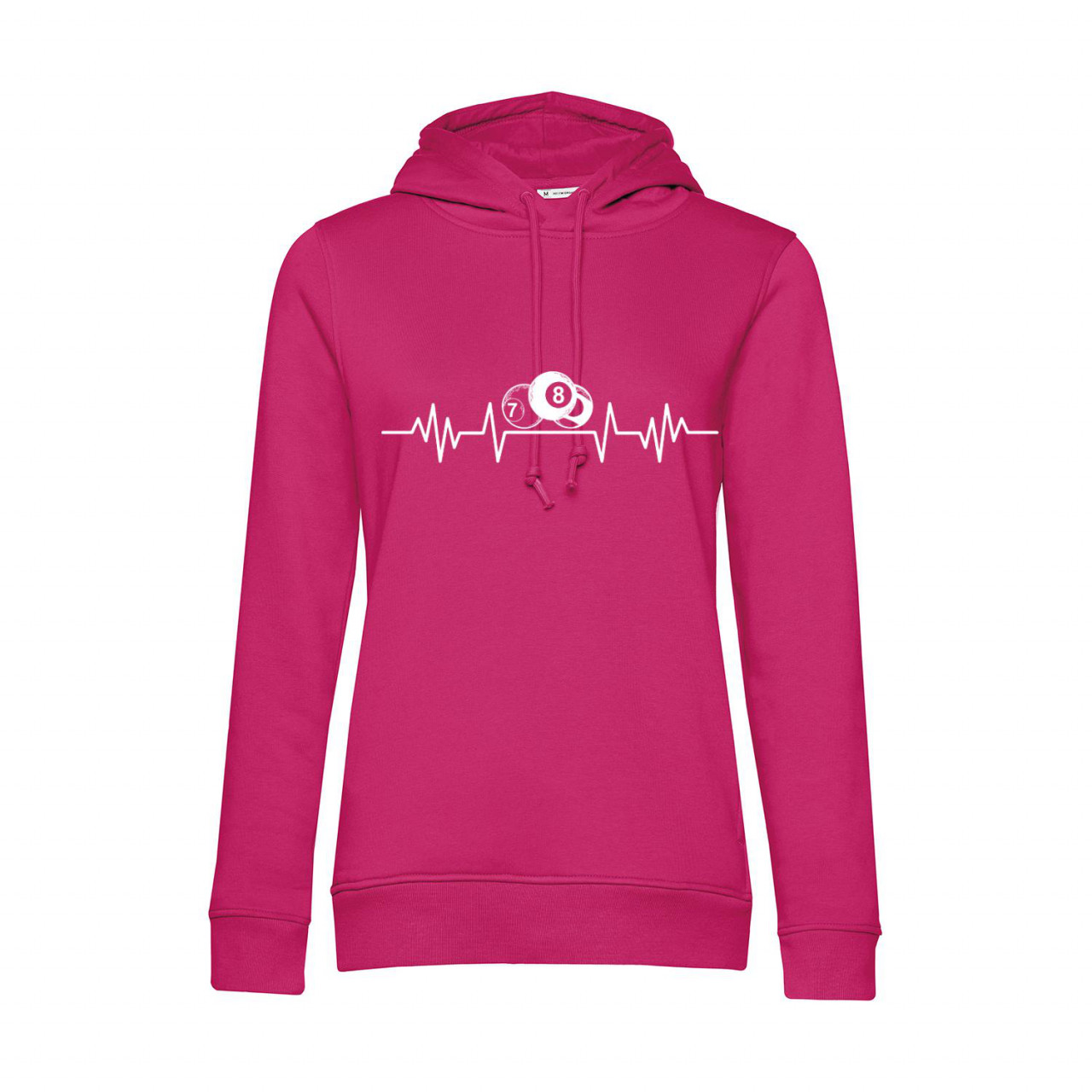 Nachhaltiger Hoodie Damen Billard weiße Herzstromkurve Nachhaltiger Hoodie Damen Billard weiße Herzstromkurve