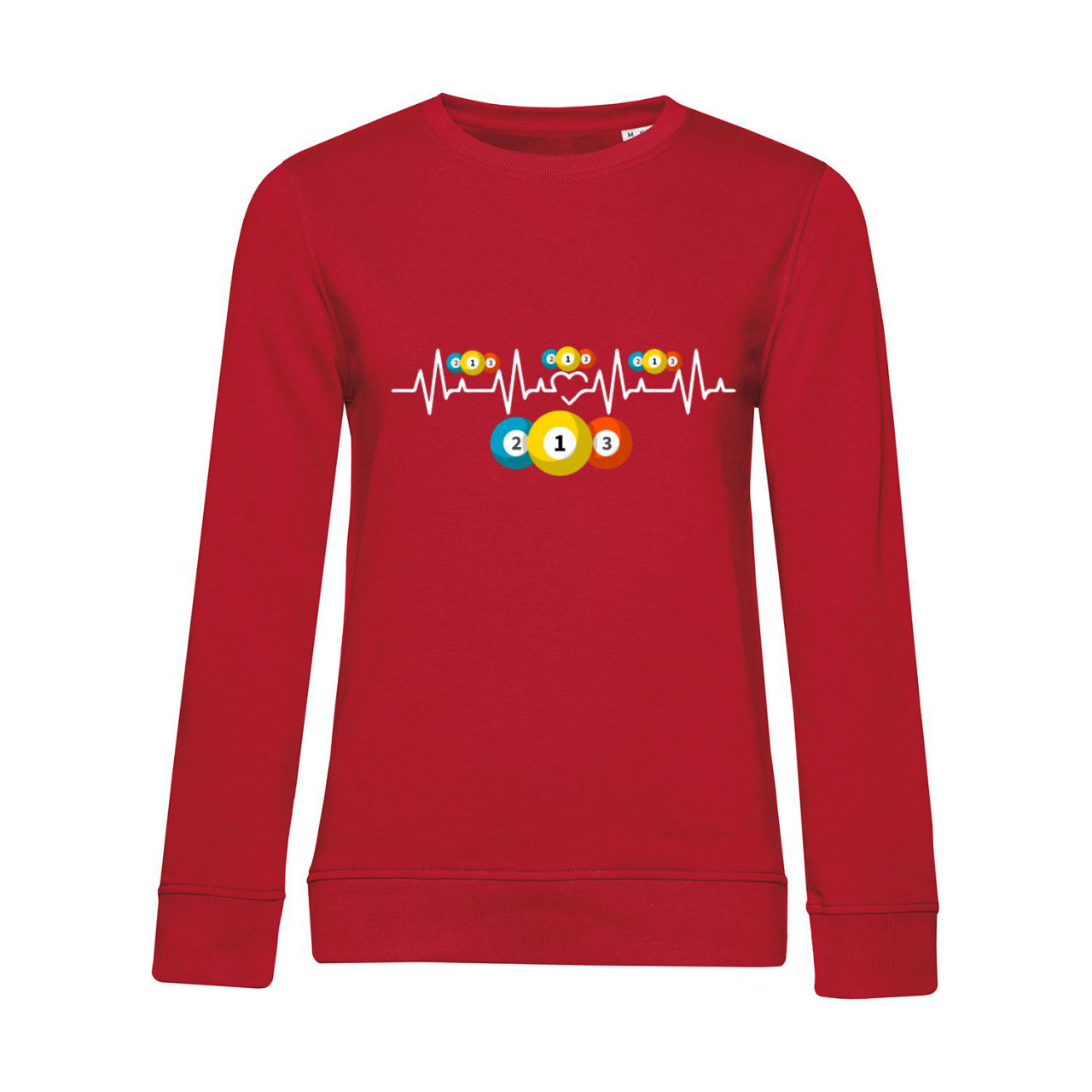 Nachhaltiges Sweatshirt Damen Billard Heartbeat farbige Kugeln Nachhaltiges Sweatshirt Damen Billard Heartbeat farbige Kugeln
