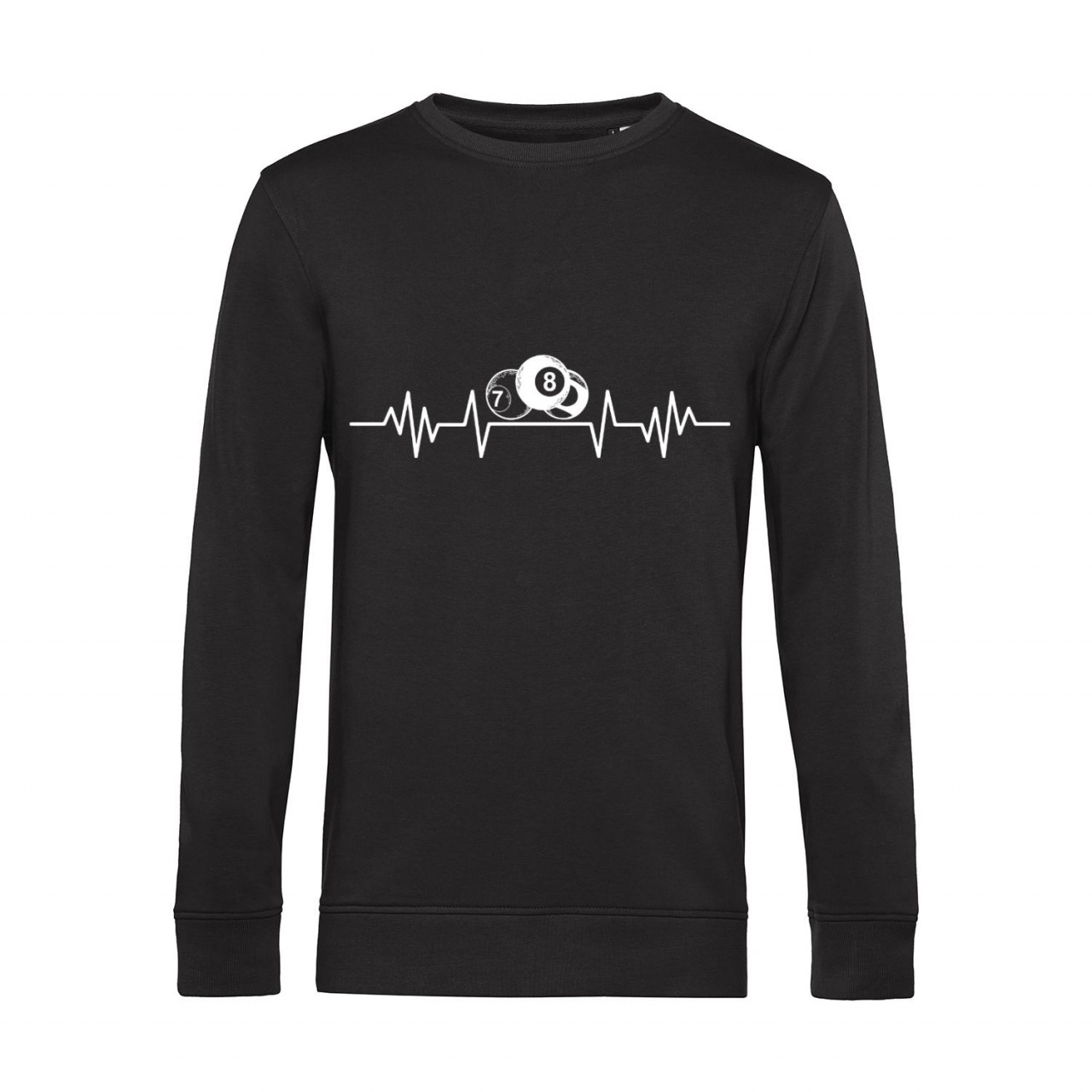 Nachhaltiges Sweatshirt Herren Billard weiße Herzstromkurve Nachhaltiges Sweatshirt Herren Billard weiße Herzstromkurve
