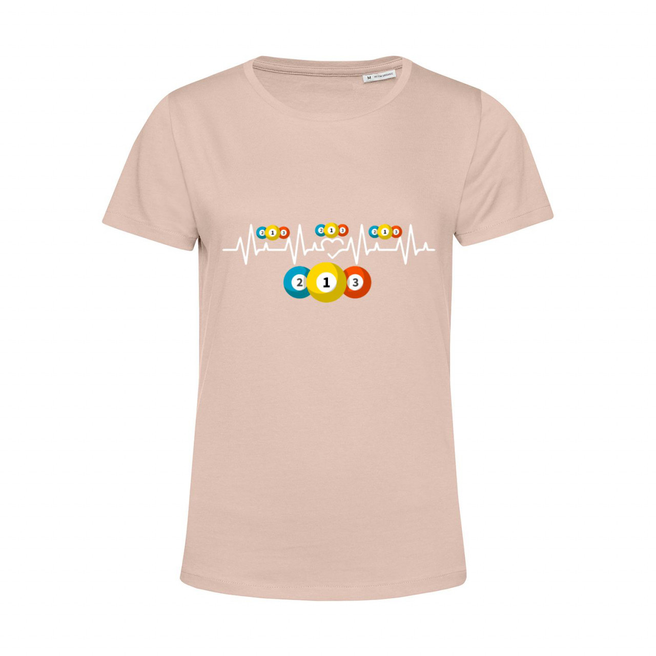 Nachhaltiges T-Shirt Damen Billard Heartbeat farbige Kugeln Nachhaltiges T-Shirt Damen Billard Heartbeat farbige Kugeln
