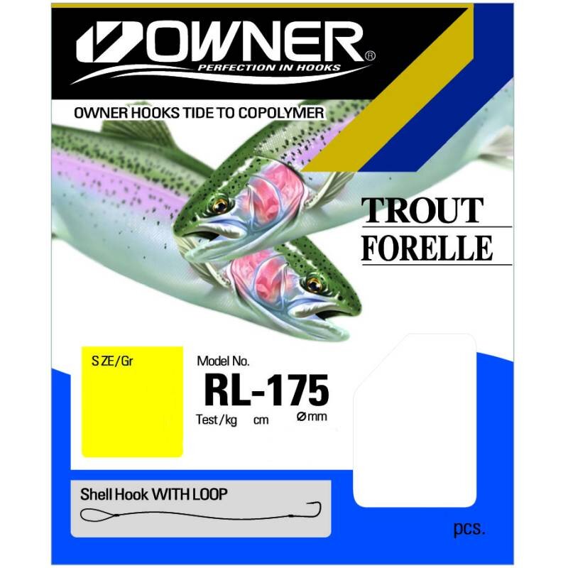 OWNER Forelle Vorfachhaken 200cm Gr.8 0,22mm Blau 9Stk. OWNER Forelle Vorfachhaken 200cm Gr.8 0,22mm Blau 9Stk.