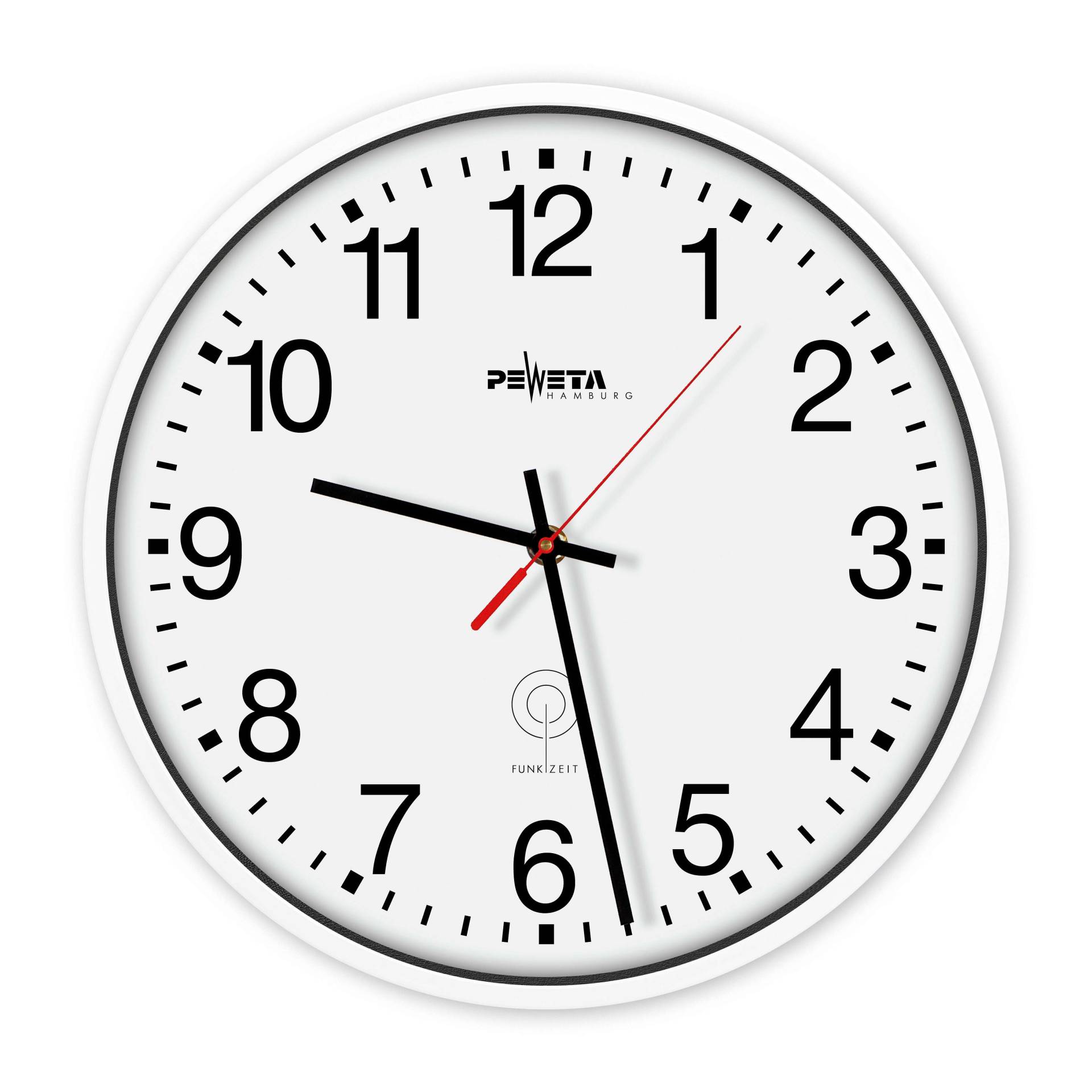 Peweta Funk-Wanduhr "ø 30 cm", Zifferblatt arabische Zahlen, Weiß Peweta Funk-Wanduhr "ø 30 cm", Zifferblatt arabische Zahlen, Weiß von Peweta