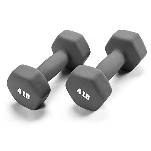 Portzon Unisex-Erwachsene Weights Dumbbells Set 2 Stück Neopren Hantel Handgewichte Rutsch Anti Roll, Grau, 04-Pound, Pair von Portzon