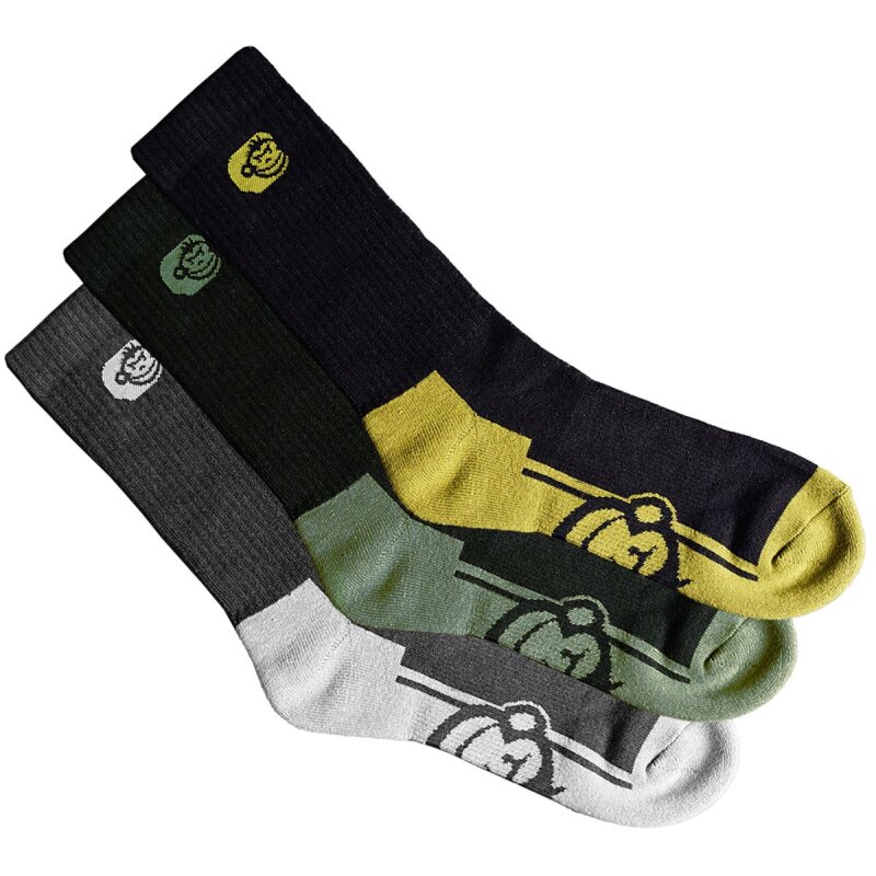 RIDGEMONKEY Crew Socks Gr.39-43 Gelb Grau Grün 3 Paar