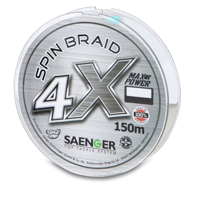 SÄNGER 4 X Spin Braid 0,16mm 12,2kg 150m Light Grey (0,05 € pro 1 m)