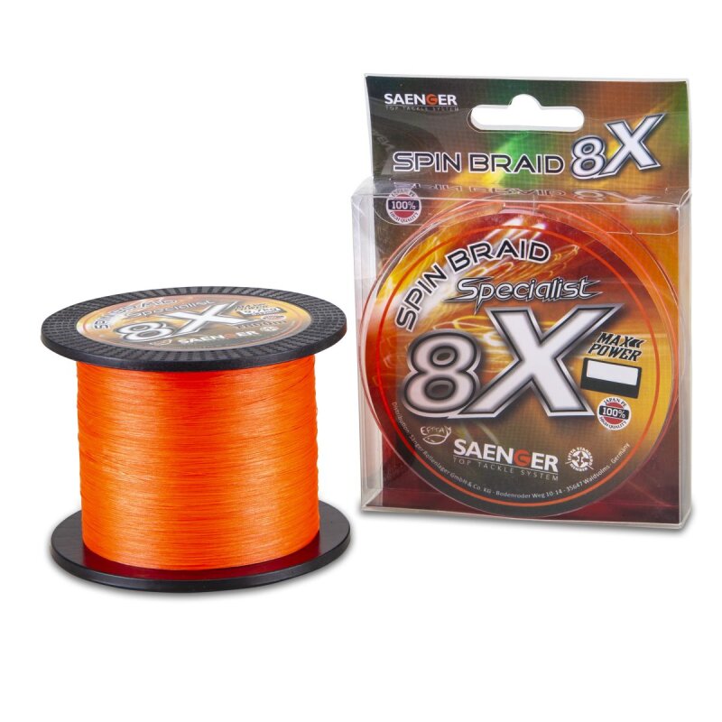 SÄNGER 8 X Specialist Spin Braid 0,16mm 13,4kg 150m Orange (0,08 € pro 1 m)