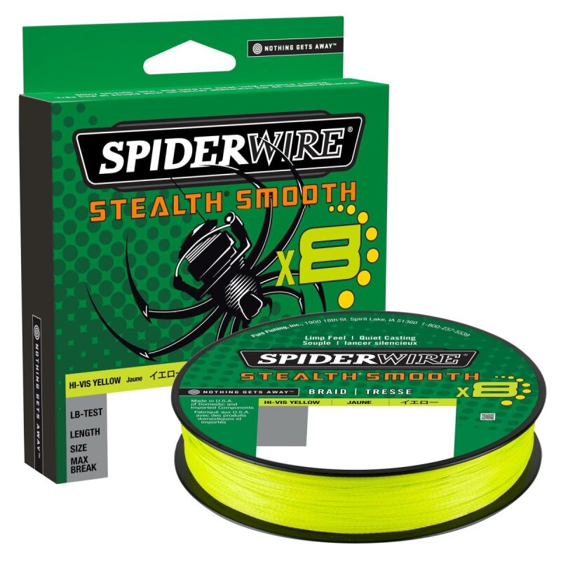 SPIDERWIRE Stealth Smooth 8 0,09mm 7,5kg 150m Hi-Vis Yellow (0,10 € pro 1 m)