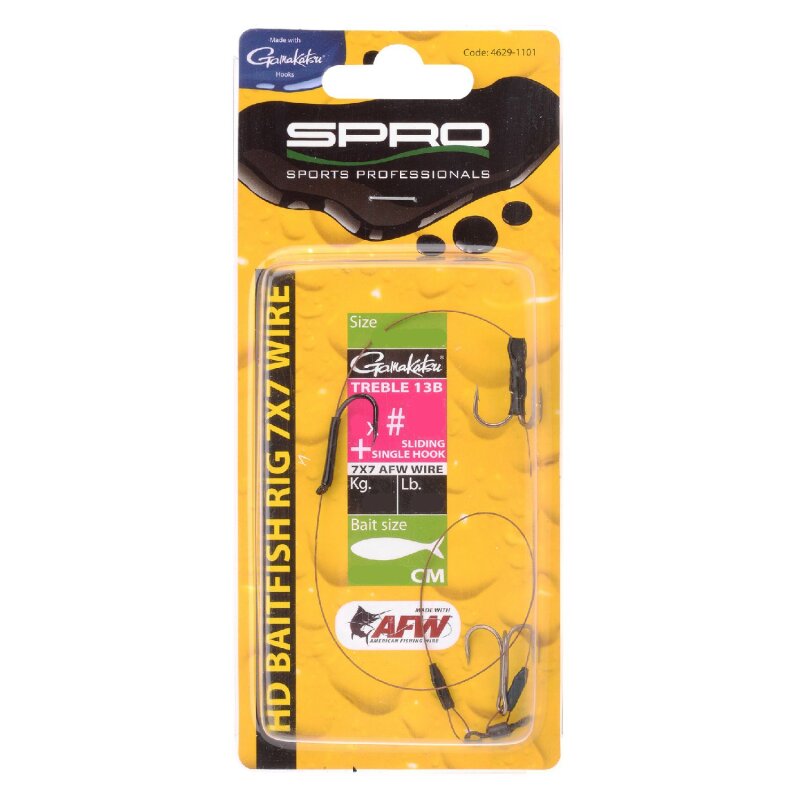 SPRO HD Baitfish Rig 2 Drillinge + Einzelhaken 12kg 35cm Gr.6+1 SPRO HD Baitfish Rig 2 Drillinge + Einzelhaken 12kg 35cm Gr.6+1