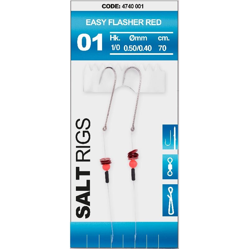 SPRO Salt Rig 1 Easy Flasher Red Gr.1/0 70cm 0,5mm 0,4mm