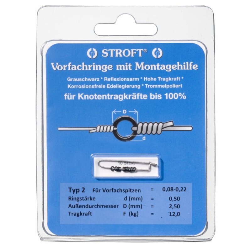 STROFT Vorfachringe Typ 2 0,5mm 2,5mm 12kg Grauschwarz 10Stk. STROFT Vorfachringe Typ 2 0,5mm 2,5mm 12kg Grauschwarz 10Stk.