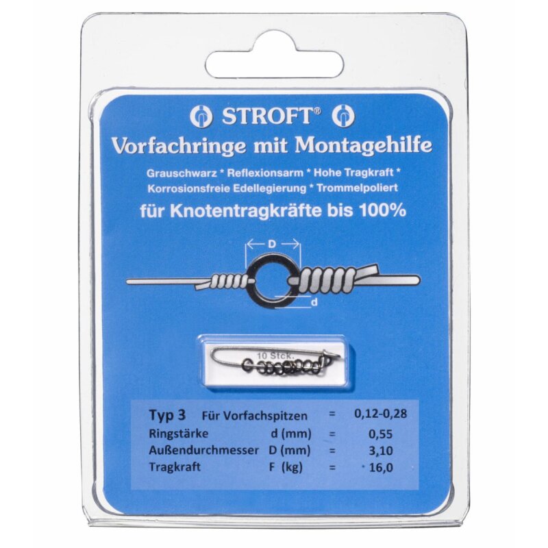 STROFT Vorfachringe Typ 3 0,55mm 3,1mm 16kg Grauschwarz 10Sk. STROFT Vorfachringe Typ 3 0,55mm 3,1mm 16kg Grauschwarz 10Sk.