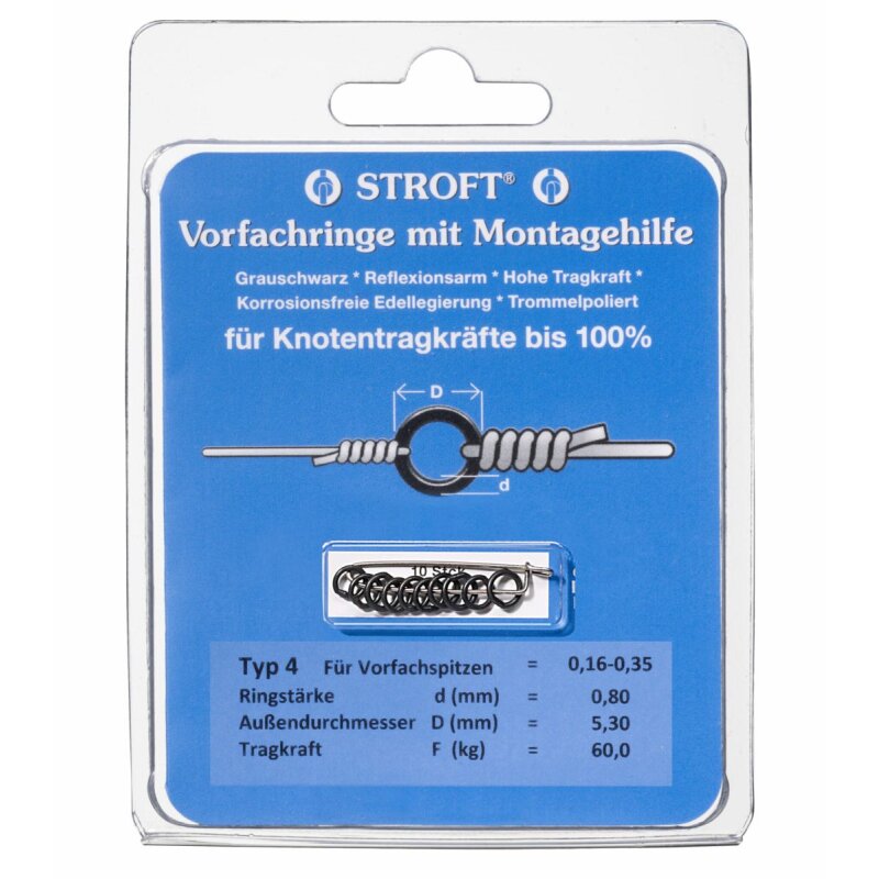 STROFT Vorfachringe Typ 4 0,8mm 5,3mm 60kg Grauschwarz 10Stk.