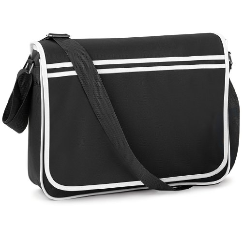 Schultertasche im Retro-Stil Black/White von BagBase