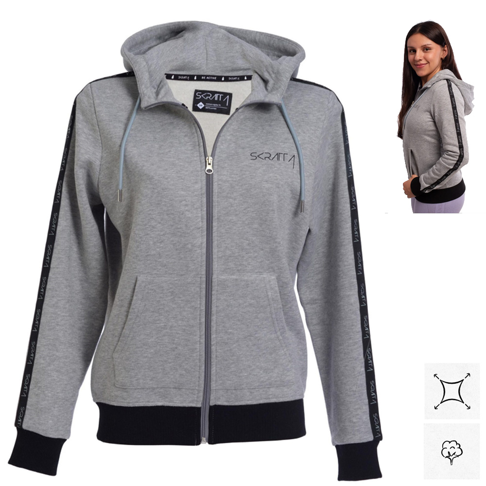 Skratta - Kapuzenpullover Nova Damen Hoodie aus Bio-Baumwolle, grau von Skratta