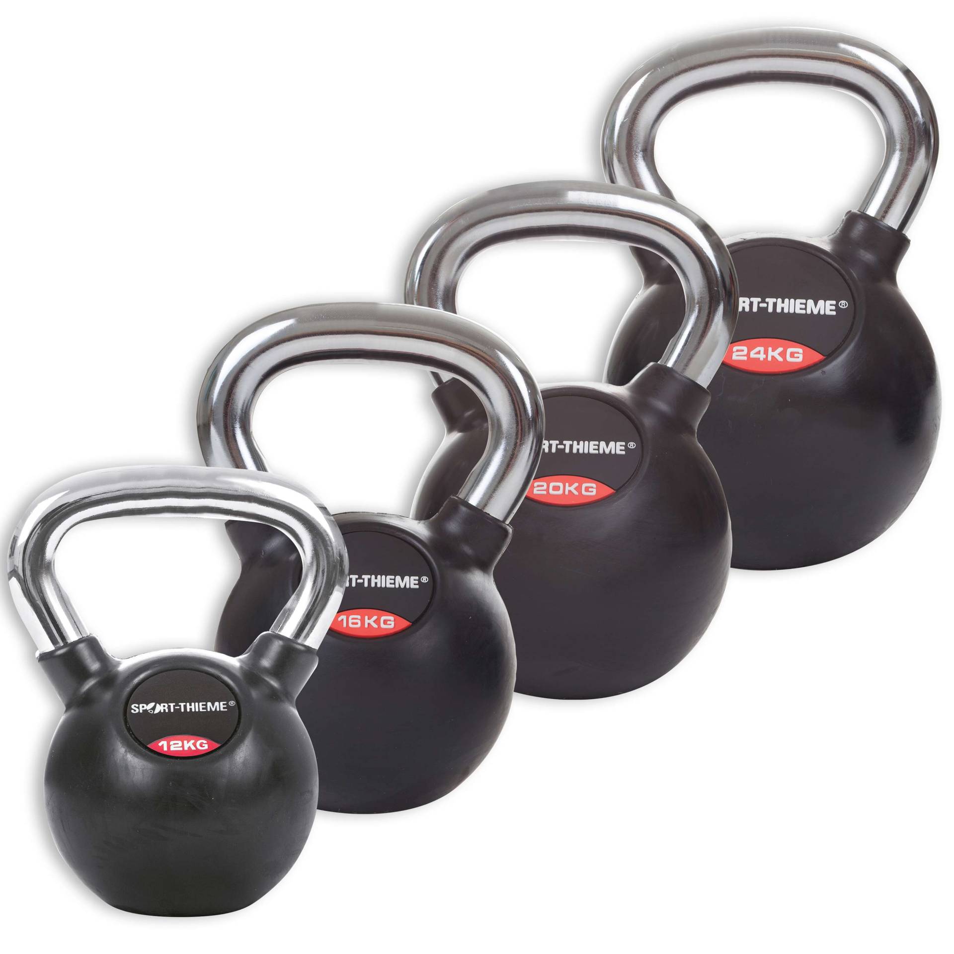 Sport-Thieme Kettlebell-Set "Gummiert mit glattem Chrom-Griff", Basic von Sport-Thieme