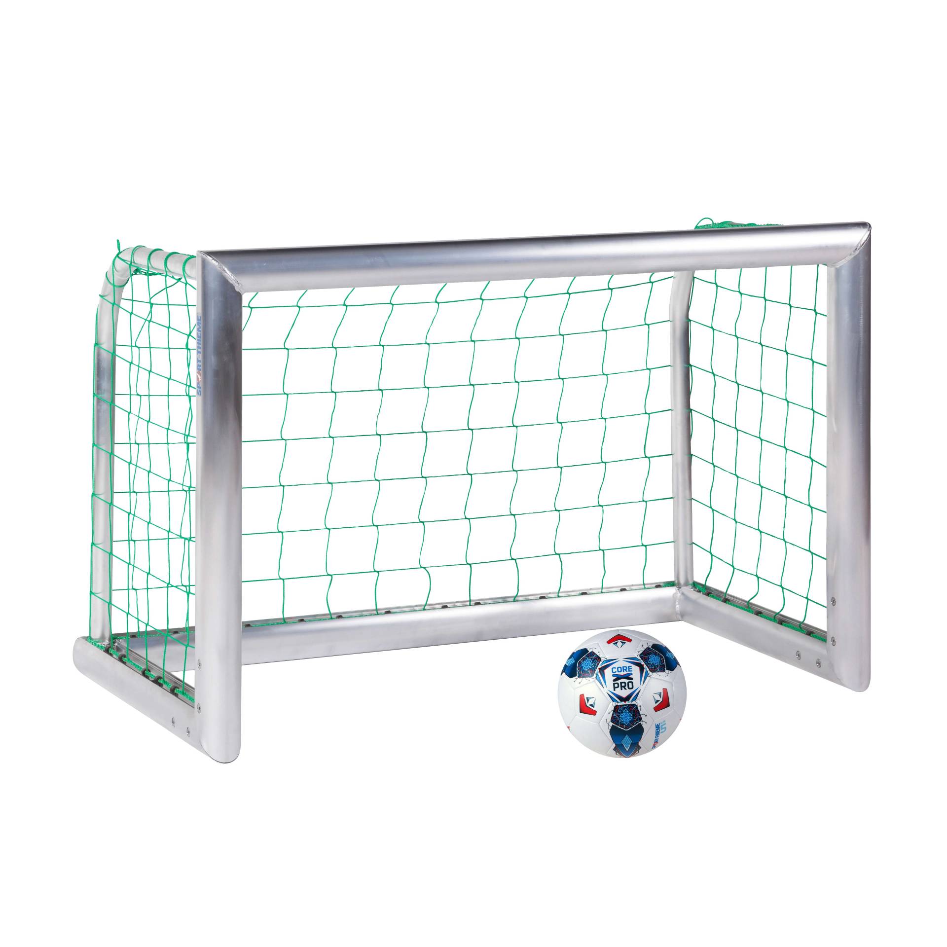 Sport-Thieme Mini-Fußballtor "Professional Kompakt", Alu-Naturblank, Inkl. Netz, blau (MW 10 cm), 1,20x0,80 m von Sport-Thieme