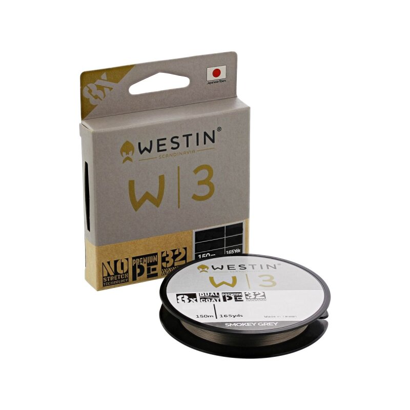 WESTIN W3 8-Braid 0,128mm 5kg 150m Smokey Grey (0,12 € pro 1 m)