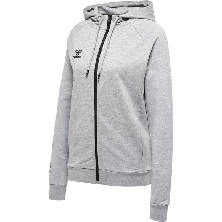 hummel Move Grid Baumwoll Zip Hoody Damen 215009 GREY MELANGE - Gr. XS