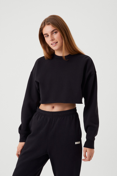 Björn Borg Studio Oversized Cropped Crew Schwarz, XS von björn borg