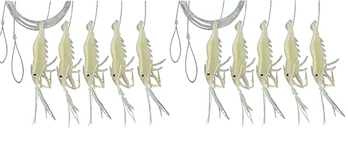 Set 2 Meeresvorfächer von Behr Baby Shrimp Vorfach Herings-Paternoster 5 Arme Leuchtend Norwegen fertig montiert Länge 140cm, Schnurstärke 0,40mm, Hakengröße 2 (selbstleuchtend) von blntackle76
