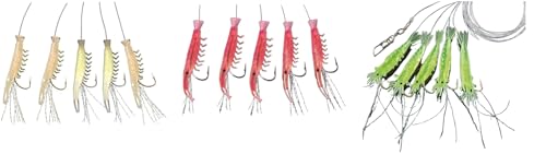 Set 3 Meeresvorfächer von Dega by Jenzi Makrelen-Shrimp Vorfach 5 Arme Leuchtend Norwegen fertig montiert Länge 150cm, Schnurstärke 0,60/0,35mm, Hakengröße 4 (Set #4 Mix) von blntackle76