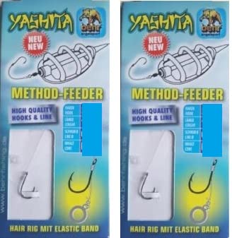 Set: 2 Packungen insgesamt 12 Stück Method Feeder - Vorfächer/Elastic Bait Hair Haar Rig von Behr Hakengröße nach Wahl Karpfen (#mit Bait Band Hakengröße 8) von blntackle76