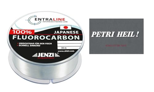 Set: 30-50 Meter, 100% Fluorocarbon Vorfachschnur von Jenzi Ø 0,16-0,39 mm Angelschnur Perfekt als Vorfach für Barsch, Zander oder Forelle + gratis Petri Heil! Aufkleber (0,25 mm - 30m - 4,17 kg) von blntackle76