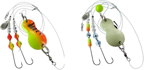 blntackle76 Set 2 Stück Buttlöffel von Jenzi,Plattfisch Blinker montiert 80 Gramm Light Green Glitter 100 Gramm grün/rot/Tiger und + gratis Petri Heil! Aufkleber blntackle76 Set 2 Stück Buttlöffel von Jenzi,Plattfisch Blinker montiert 80 Gramm Light Green Glitter 100 Gramm grün/rot/Tiger und + gratis Petri Heil! Aufkleber von blntackle76