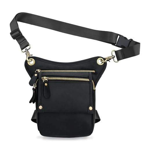 Boshiho Herren Echtes Leder Tasche - Gürteltasche Herren/Damen, Motorrad Schwarz hüfttasche, Groß Leder Herren Beintasche, Außenbeintasche, Beinbeuteltasche, Reisen Hüfttasche, Wandern Klettern Ober Boshiho Herren Echtes Leder Tasche - Gürteltasche Herren/Damen, Motorrad Schwarz hüfttasche, Groß Leder Herren Beintasche, Außenbeintasche, Beinbeuteltasche, Reisen Hüfttasche, Wandern Klettern Ober von boshiho