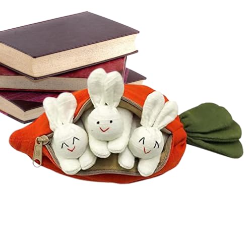 brooksnaji Stoffed Bunny mit Karotte, 3 in Karottengeldbörsen | Karottenplüschbeutel,Dekoration Holiday Supplies Room Decor mit Reißverschluss für und Mädchen von brooksnaji