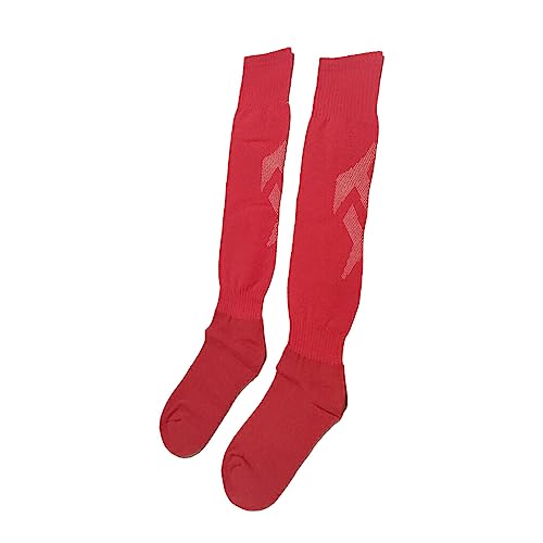 budiniao Fußballsportsocken Lange Overknee Leggingsstrümpfe Erwachsene Männer Atmungsaktives rutschfestes Kleid Design Strumpfwaren Training, Rot von budiniao