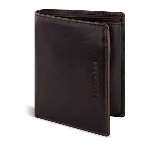 bugatti Romano Geldbörse mit RFID-Blocker, Portemonnaie aus robustem Rindleder Hochformat, Geldtasche mit Klappe für Herren, braun bugatti Romano Geldbörse mit RFID-Blocker, Portemonnaie aus robustem Rindleder Hochformat, Geldtasche mit Klappe für Herren, braun von bugatti