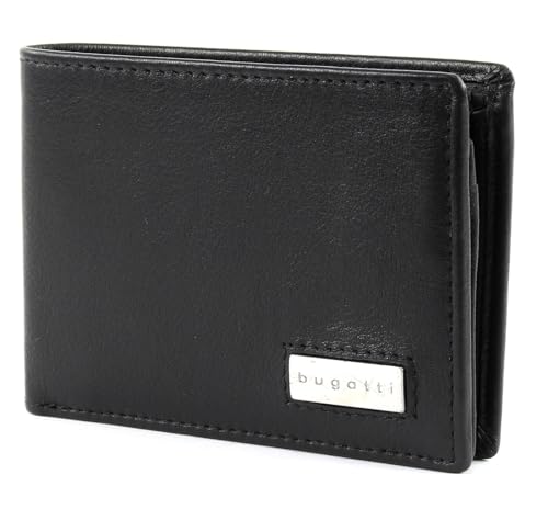 bugatti City Line RFID Coin Wallet with Flap 4CC Metal Logo Black von bugatti