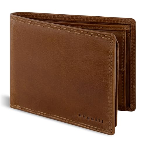 bugatti Savona Geldbörse aus vegetabilem Büffelleder, RFID-Portemonnaie Querformat, Leder-Wallet für Herren, Cognac bugatti Savona Geldbörse aus vegetabilem Büffelleder, RFID-Portemonnaie Querformat, Leder-Wallet für Herren, Cognac von bugatti