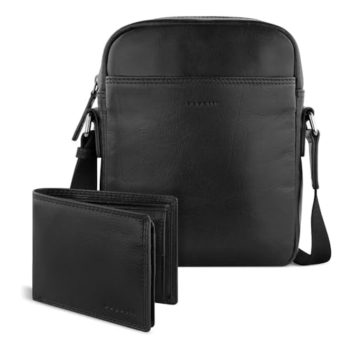 bugatti Savona Set Schultertasche & Geldbörse aus Büffelleder, Geldbeutel RFID-Schutz, Umhängetasche & Portemonnaie mit Stoffbeutel, schwarz bugatti Savona Set Schultertasche & Geldbörse aus Büffelleder, Geldbeutel RFID-Schutz, Umhängetasche & Portemonnaie mit Stoffbeutel, schwarz von bugatti